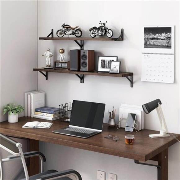 Floating Shelves for Wall, Different Sizes Dark Carbonized Brown Wall - Picture 5 of 8